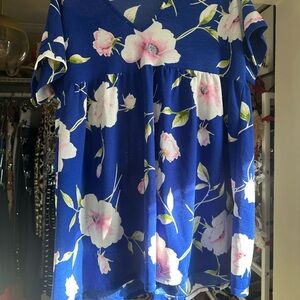 White Birch Blue Floral Women's Blouse